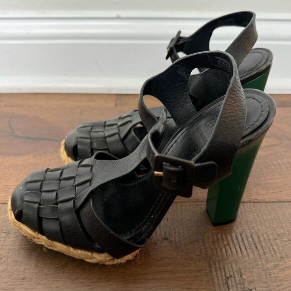 Tory Burch Black and Green Platform Heels - Picture 5 of 13